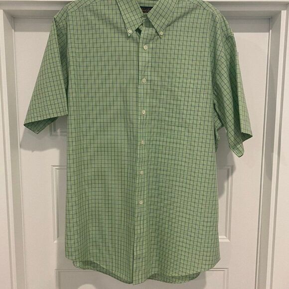 Brooks Brothers 100% Cotton Green/Blue Check Non-Iron Button Up Shirt, Large - Picture 4 of 8